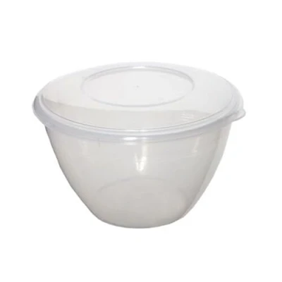 Image of 2 Plastic Pudding Bowls &amp; Lid 1.2L Round Microwave Food Storage Bowl Whitefurze
