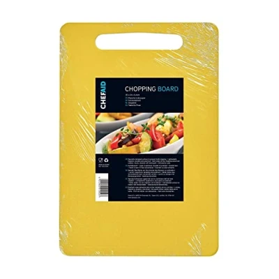 Image of Chef Aid Yellow Poly Chopping Board, Measuring 35 x 25 0.4 cm
