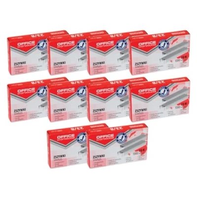 Image of Office Products 18072329 19 Staples 23/8 Silver / 10,000 Pieces (10 x 1000 Pieces) Standard Hand Staples/Staples/Paper Clips/Galvanised