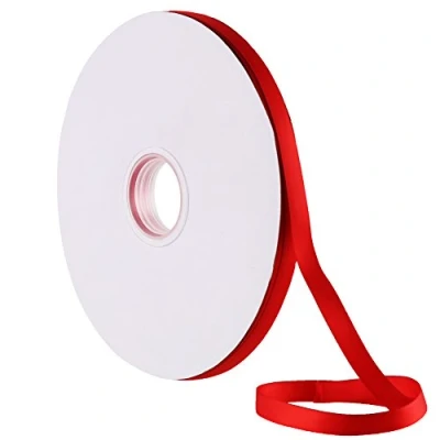 Image of VEYLIN Red Ribbon Roll, 10MM X 100M Crafts Satin Thin for Gift Wrapping Wedding Holiday