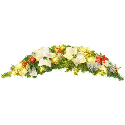 Image of vidaXL Christmas Arch with LED Lights Green 90 cm PVC