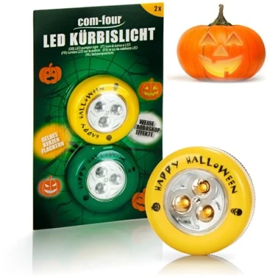Image of COM FOUR® 2X LED Lights for Halloween Flashing Pumpkin Hollowed Out and Carved Pumpkins lamp