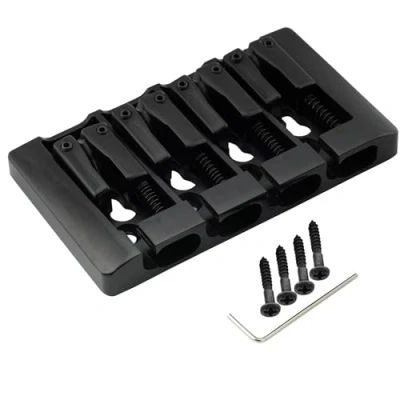 Image of Musiclily Pro 19mm Pre Radiused Hard Zinc 4 String Bass Bridge, Black