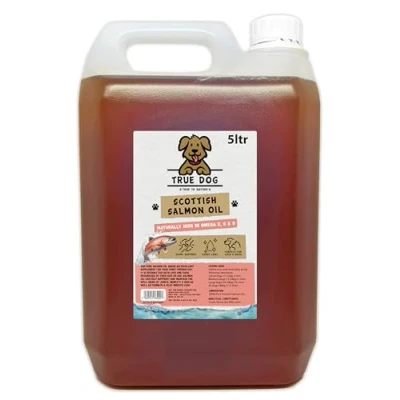 Image of True Dog 100% Pure Scottish Salmon Oil 5ltr for Dogs &amp; Cats Omega 3, 6 9 Skin and Coat health Joint Mobility Support