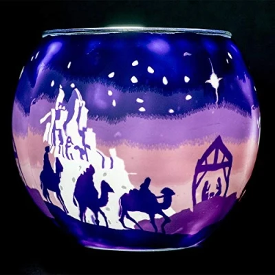 Image of Benaya Glass Nightlight Christmas Tealight Holder Holy Night