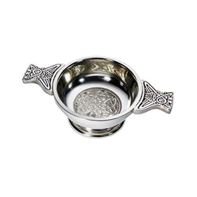 Image of Wentworth Pewter Small Celtic Circle Quaich Whisky Tasting Bowl Loving Cup Burns Night