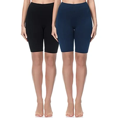 Image of Merry Style Women&#039;s Short Leggings 2 Pack MS10 200 (Black/Navy Blue(2Pack), M)
