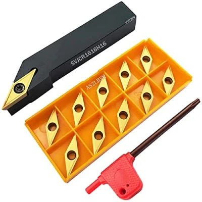 Image of 1pc 5/8&quot;/16mm SVJCR1616H16 Indexable Carbide Turning Tool Insert Holder Metal Lathe Cutting Tools with 11pcs VCMT331/ VCMT160404 Cutter Blade……
