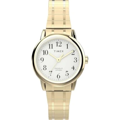 Image of Timex Women&#039;s Easy Reader 25mm Watch, Gold Tone Stainless Steel Expansion Band White Dial Case