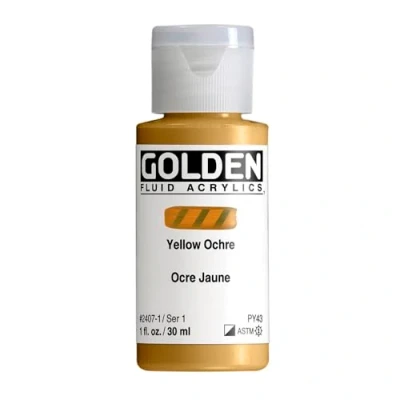 Image of Pro Art Yellow Ochre Golden Fluid Acrylic, Multicolour, 2.84x2.84x7.62 cm