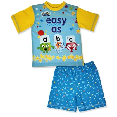 Image of Numberblocks Alphablocks Short Pyjamas Easy as abc 3 4yrs