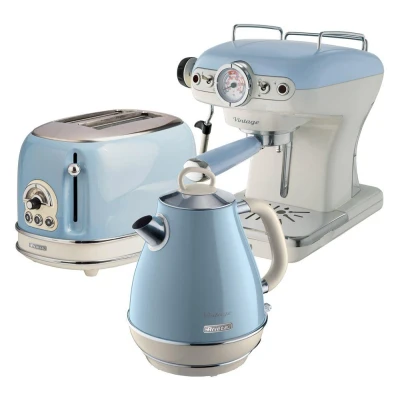 Image of ARIETE Vintage ARPK6 Coffee Machine, Toaster &amp; Kettle Bundle Blue, Blue
