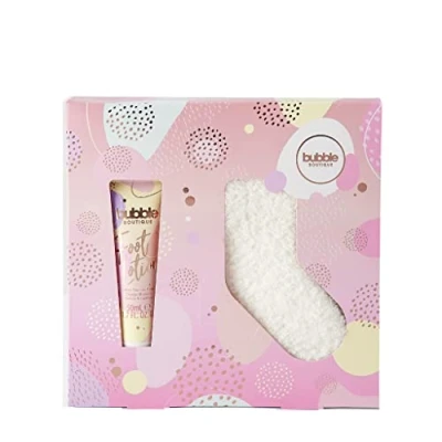 Image of Style &amp; Grace Bubble Boutique Sock Gift Set 50ml Foot Lotion + 1 Pair Of Socks Eco Packaging