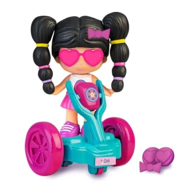 Image of Pinypon Let&#039;s Go! Segway, toy set, 1 mini Pop&amp;Swap doll figure and a transport vehicle, with fluorescent decorations 2 accessories, for boys girls from 3 years old, Famosa (PNY23000)