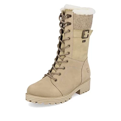 Image of Remonte Women Boots D0W72, Ladies Winter Boots,Removable Insole,Water Repellent,remonteTEX,Water Repellent,Winter Boots,Laced Boots,Lined,Beige,39 EU / 6 UK