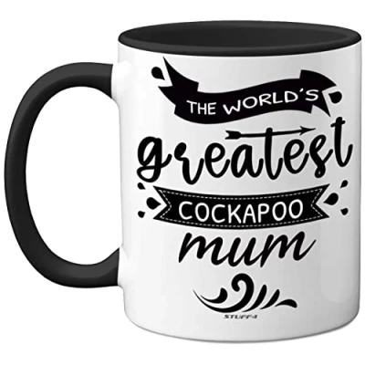 Image of Stuff4 The World&#039;s Greatest Cockapoo Mum, Gifts for Lovers, Dog Mum Mug, Cockerpoo Women, 11oz Ceramic Dishwasher Safe Premium Black Mugs