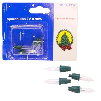 Image of Christmas Concepts® Pack of 4 Clear Push in Spare Bulbs 7v 0.98w Replacement