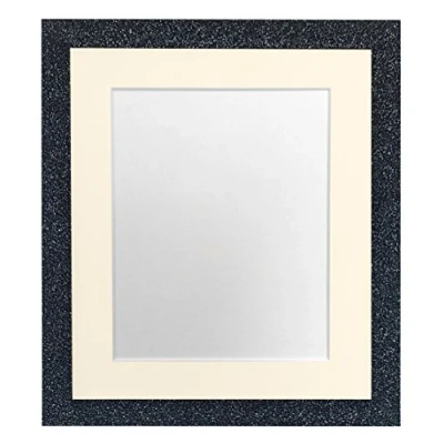 Image of FRAMES BY POST Glitz Charcoal Picture Photo Frame with Ivory Mount 9 x 7 Image Size 5 Inch Plastic Glass