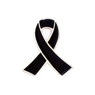 Image of Black Ribbon Lives Matter Say No to Racism Enamel Pin Badge Brooch Funeral Mourning Skin Cancer Awareness Melanoma