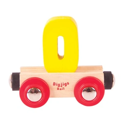 Image of Bigjigs Rail Wooden Name Number 0 (Yellow) Personalised Wood Railway Carriage