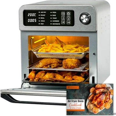 Image of HYSapientia® 15L Large Air Fryer Oven For Family Digital Knob 1700W 10 in 1 Airfryer Toaster Convection Mini electric and grill,Fast Cooking,Cookbook, Full Accessory Set