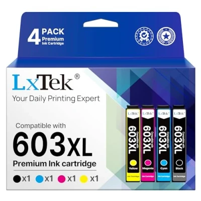 Image of LxTek 603XL Compatible Ink Cartridge Replacement for Epson 603 XL XP 4100 3100 2100 2105 4105 3105 Workforce WF 2830 2850 2835 2810 (Black Cyan Magenta Yellow，4 Pack)