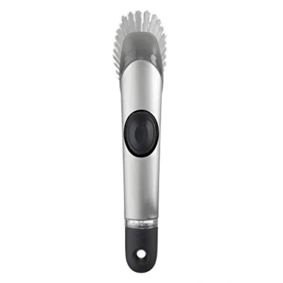 Image of OXO Steel Soap Dispensing Dish Brush, Stainless, 25.4 cm