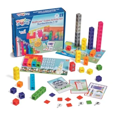 Image of Learning Resources LSP0949 UK MathLink Cubes Numberblocks 1 10 Activity Set, Early Years Maths Learning, Build, Learn &amp; Play in The Classroom at Home.,27.5 x 21.3 3.2 cm, Multicolour