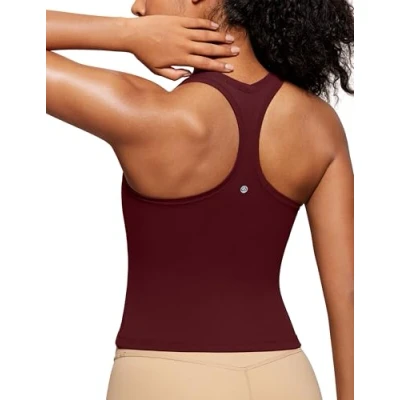 Image of CRZ Yoga Butterluxe Racerback Gym Vest Top for Women Sleeveless Sport Tank Tops Summer Fitness Shirts Comfort Camisole Red Merlot 14