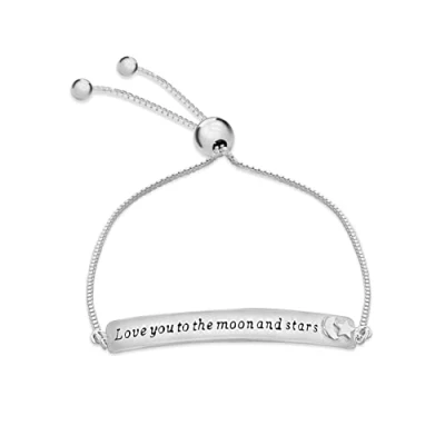 Image of Tuscany Silver Women&#039;s Sterling Love You to The Moon and Stars Adjustable Slider Bracelet 23 cm/9 inch