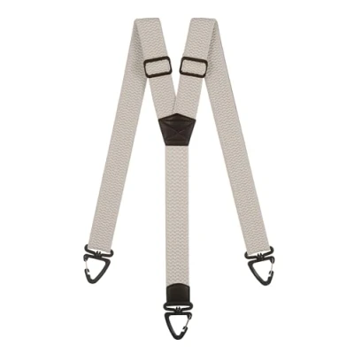 Image of Olata Heavy Duty Y Shape Braces/Suspenders with Plastic Carabiner Clips 4cm. Light Grey