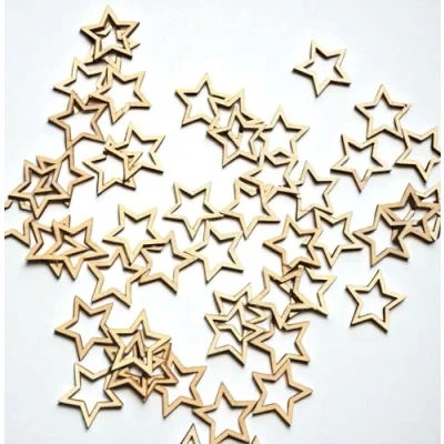 Image of Rustic Wooden Star Shapes Wood Craft Embellishments for Crafting Decoration (50)
