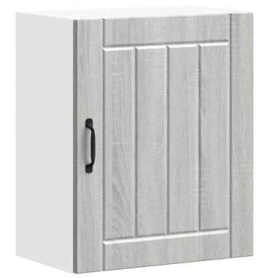 Image of vidaXL Lucca Grey Sonoma Engineered Wood Kitchen Wall Cabinet 60x31x40 cm Modern Style with Glass Doors