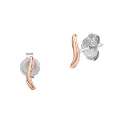 Image of Skagen Women&#039;s Kariana Essential Waves Rose Gold Tone Stainless Steel Stud Earrings (Model: SKJ1783791)
