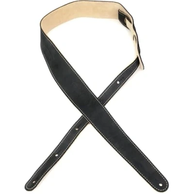 Image of Fender Road Worn Distressed Leather Guitar Strap (Black/Brown) Black