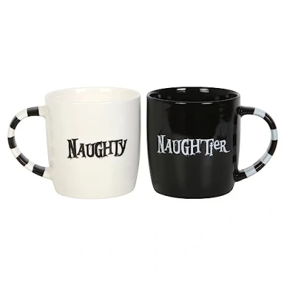 Image of Something Different Wholesale Naughty &amp; Naughtier Set of 2 Ceramic Mugs Witch for Adults, Halloween Gothic Mug, Witches Brew Spooky