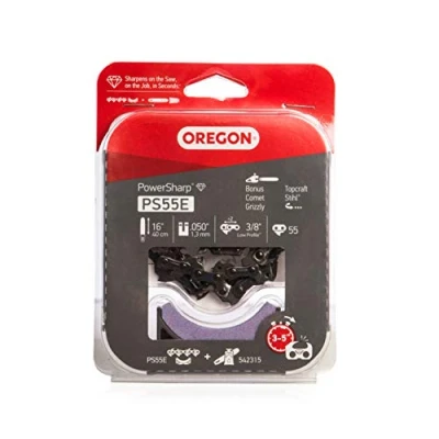 Image of Oregon PS55E PowerSharp Chainsaw Chain with Sharpening Stone, 55 Drive Links