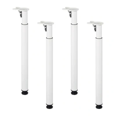 Image of Relaxdays Table Legs, Set of 4, HxD 71 110 x 6 cm, Folding, Height Adjustable, for Desks, Furniture Supports, White, Plastic, Iron