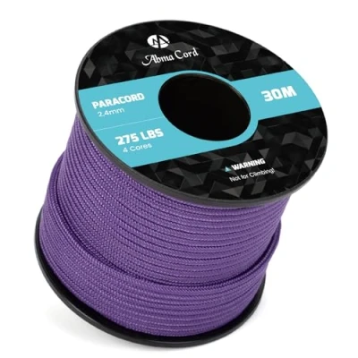 Image of Abma Cord 2.4mm Paracord 275 30m Nylon Rope 4 Strands Tactical Parachute Max. 125kg (275lbs) Purple