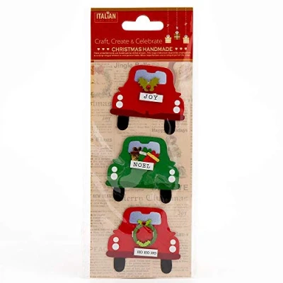 Image of Italian Options Christmas Cars Craft Decoration Self Adhesive 5.5cm x 5cm (3 pcs)