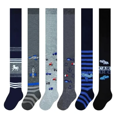 Image of MRCC Pack of 6 Boys&#039; Children&#039;s Knitted Tights Baby Fine Knit Cotton 12999, Model 2, 98/104 cm