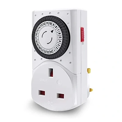 Image of EXTRASTAR 24 Hour Mechanical Segment Timer Switch, 13A/3120W Energy Saving UK Plug in Socket with Programmable Time Controller for Lights, Coffee Machine, Home Appliances