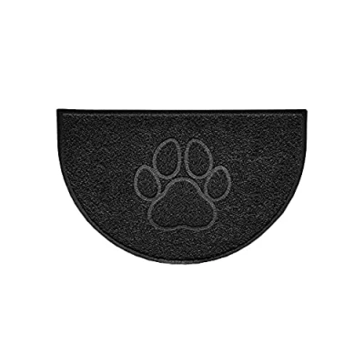 Image of Nicoman Paw Embossed Shape Outdoor Only Dirt Trapper Door Mat Washable Barrier Heavy Duty Doormat (Drainage Open Back, Half Moon, Black, 70 x 44cm)
