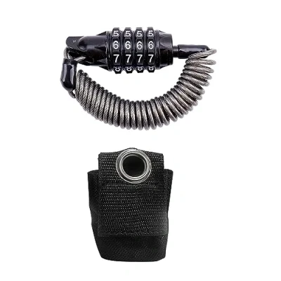 Image of 1 Bicycle Lock with Storage Bag, Digital Code Lock, Helmet Anti Theft Cable Chain Rope Combination Suitable for Bicycles, Motorcycles (Black)