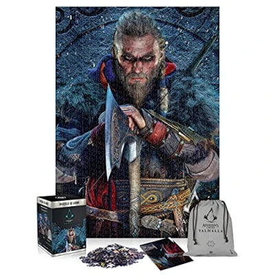 Image of Good Loot Assassin&#039;s Creed Valhalla Eivor 1000 Pieces Jigsaw Puzzles for Adults and Kids Age 14 Up 68x48cm Gaming Puzzle with Poster Carry Bag Merchandise