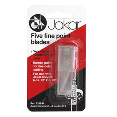 Image of Five Fine Point Knife Blades Blade Replacement Refill Spare Jakar 7368 B