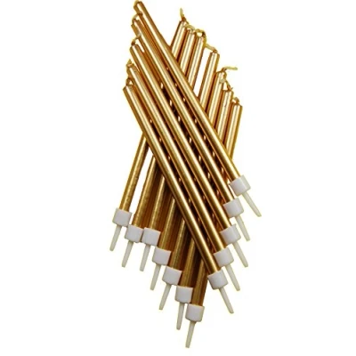 Image of Anniversary House Tall Candles Metallic Gold with Holders Pack of 12