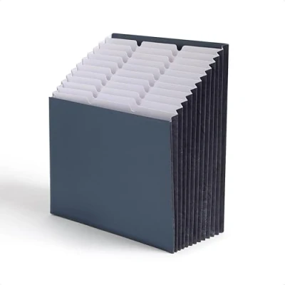 Image of Smead Stadium File, 12 Pockets, Tear Resistant Gusset, Letter Size, Navy, Alphabetic/Daily/Monthly/Household Labels (70211)