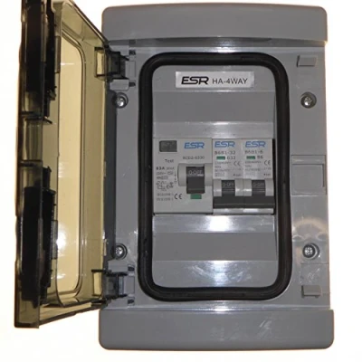 Image of 2 Way RCD Consumer Unit 63 Amp 30mA with 6 and 32 Type B MCB Circuit Breakers Garage Shed