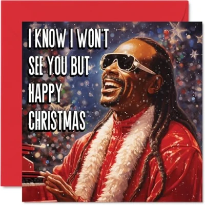 Image of Funny Rude Christmas Cards for Women Men Stevie Wonderful Time Of Year Mum Dad Sister Brother Cousin Uncle Auntie Bestie Work Colleague, 145mm x Single Greeting Gift